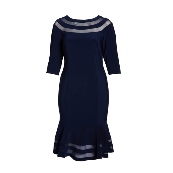 xscape flounce midi dress